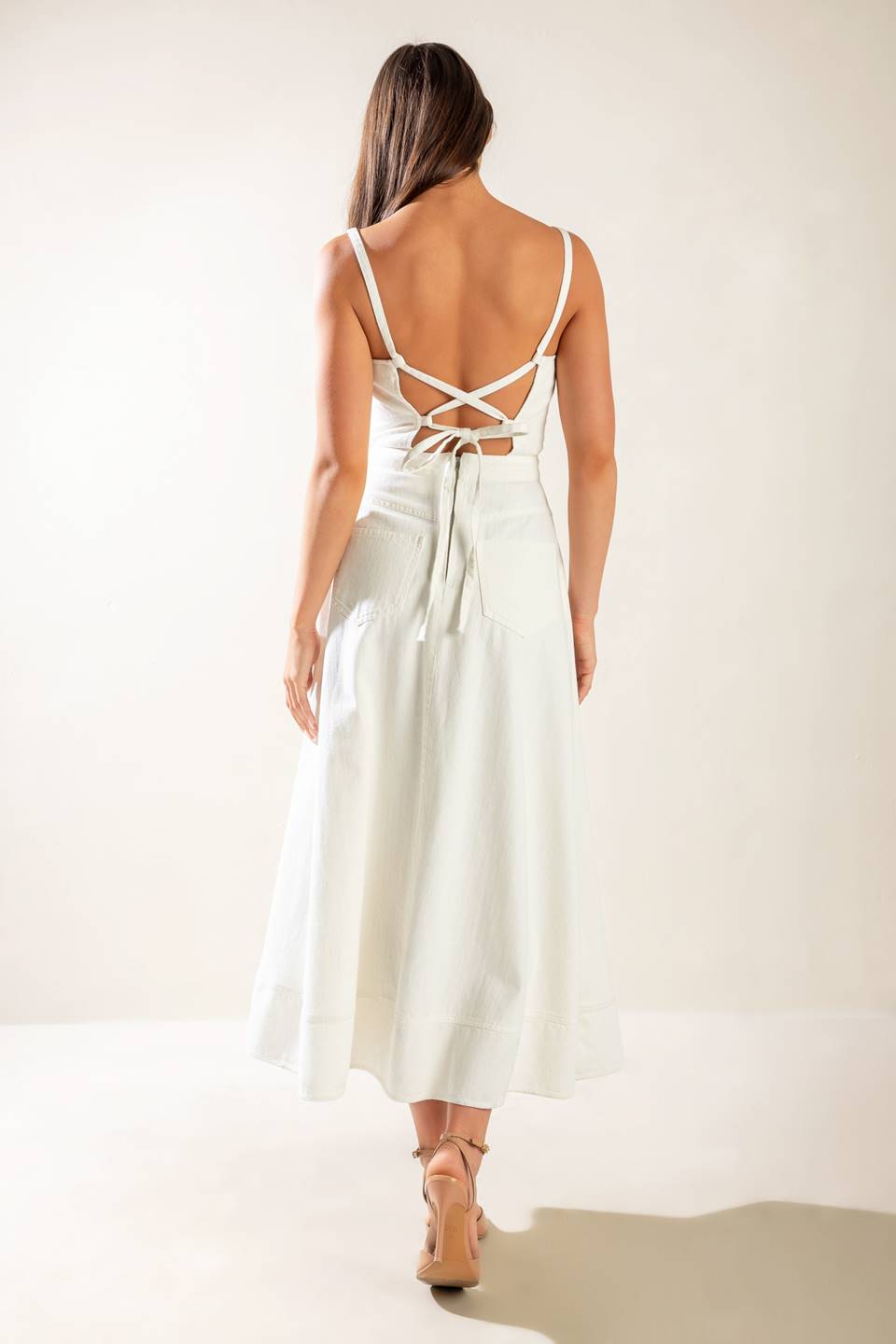 LET'S GO FOR A WALK WOVEN MIDI DRESS Flying Tomato